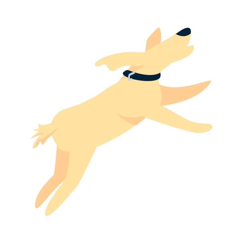 glad hund hoppa semi platt färg vektor karaktär
