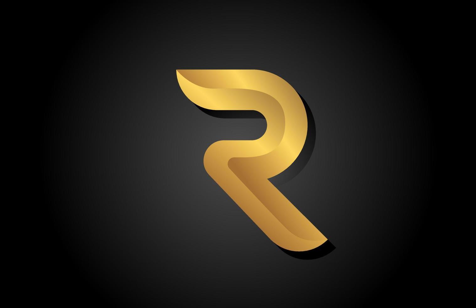 guld gyllene r alfabetet bokstaven logotyp ikon design. företagsmall för lyxaffärer vektor