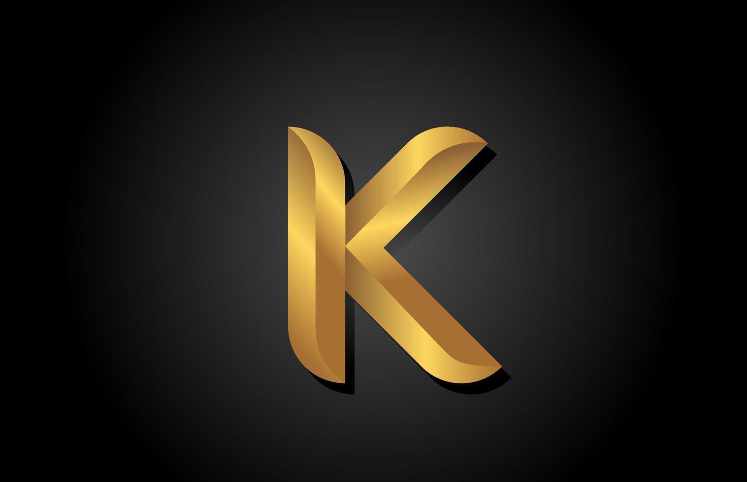 guld gyllene k alfabetet bokstaven logotyp ikon design. företagsmall för lyxaffärer vektor