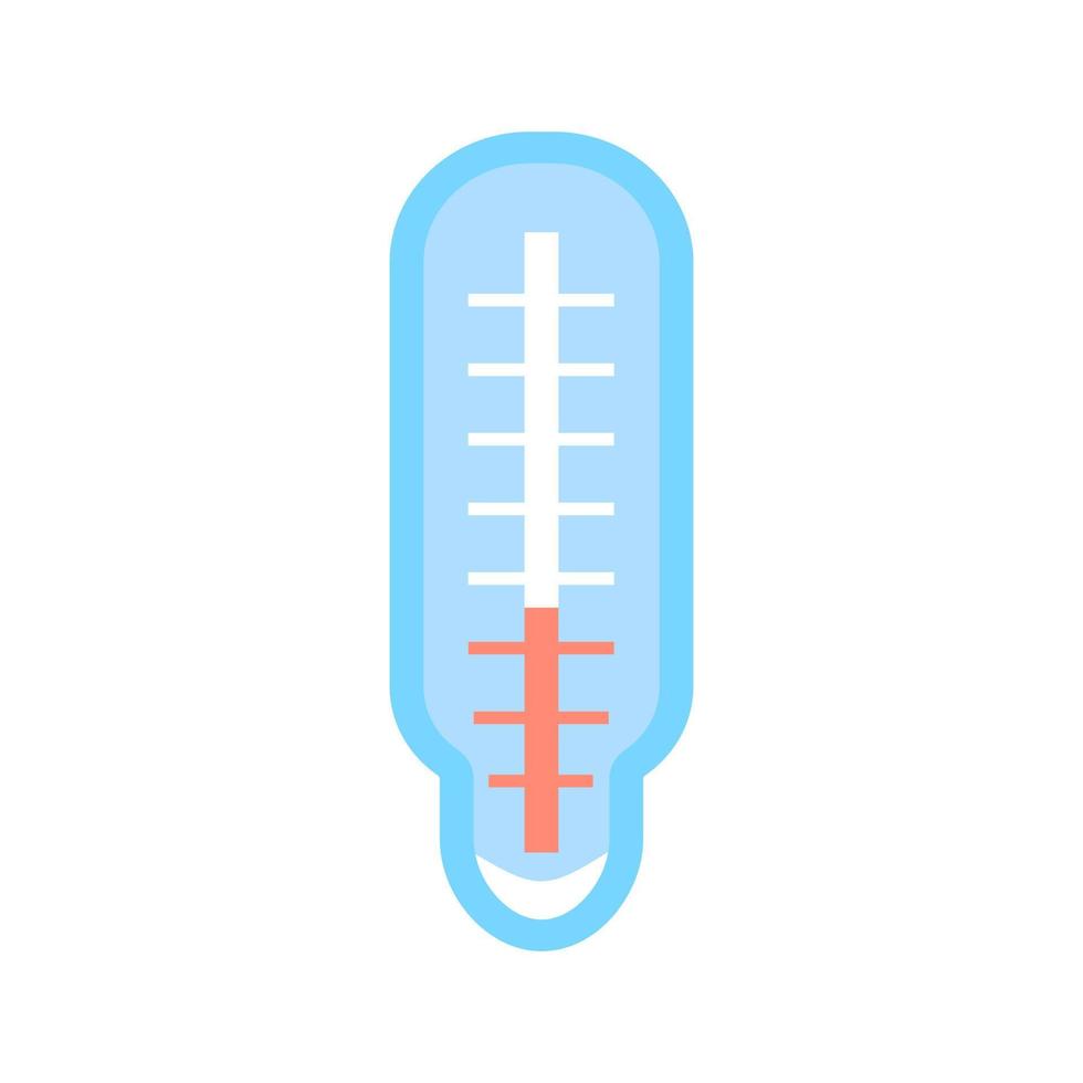 Fieberthermometer isoliert auf weißem, flachem blauem Symbol Meteorologieausrüstung Temperaturskala Grippekrankheit vektor