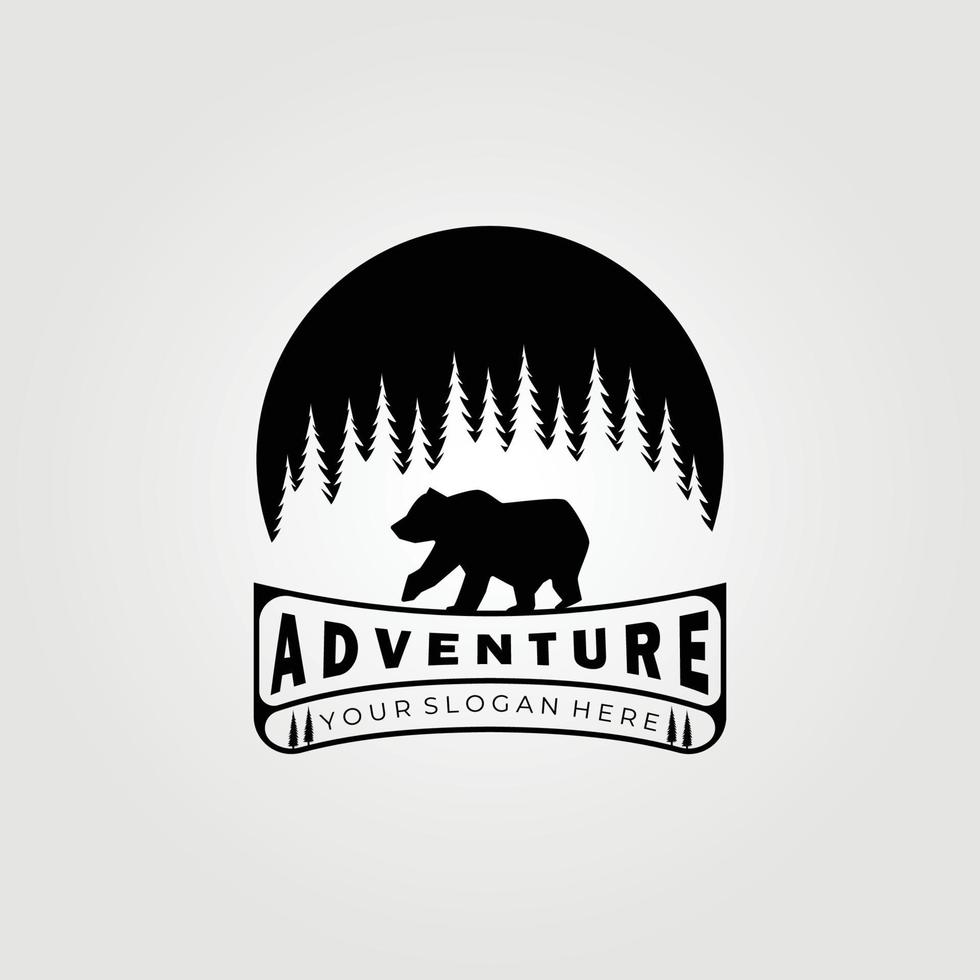 Bärenlogo, Grizzlybär, Abenteuerlogo, Bärenvektorillustrationsdesign vektor