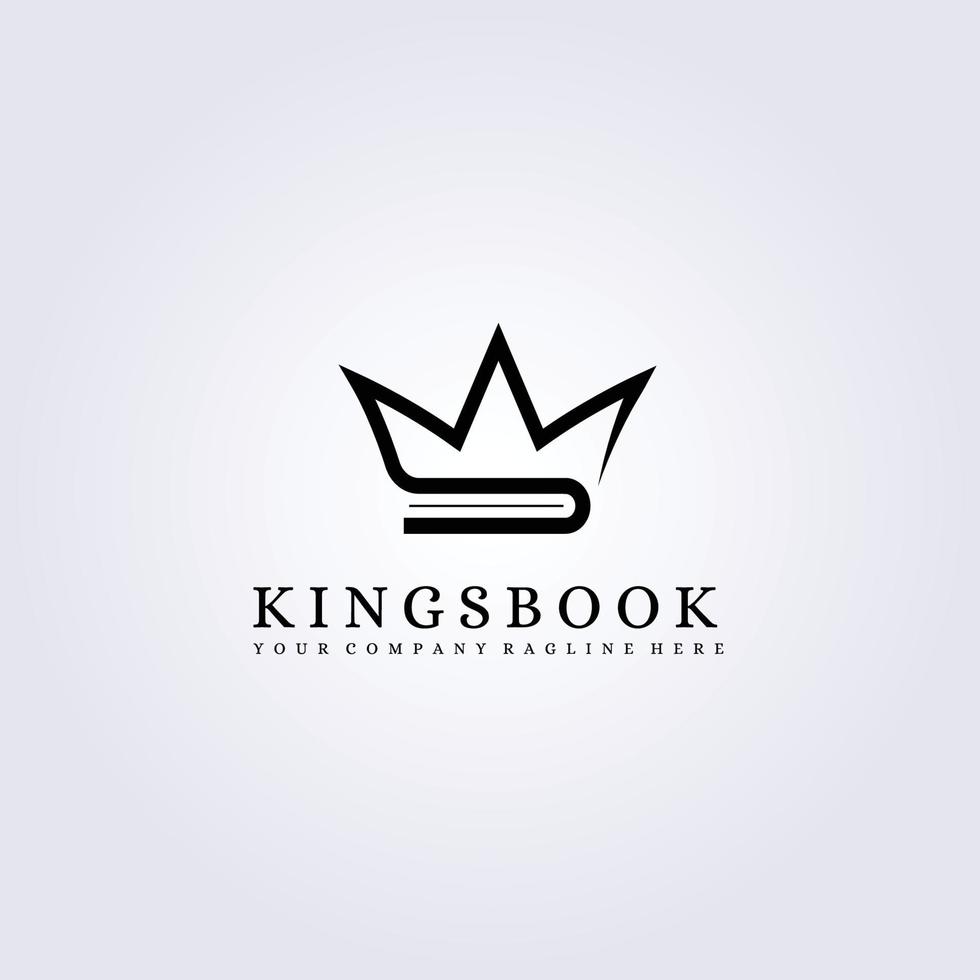 crown book line art logotyp enkel vektor illustration symbol ikon design