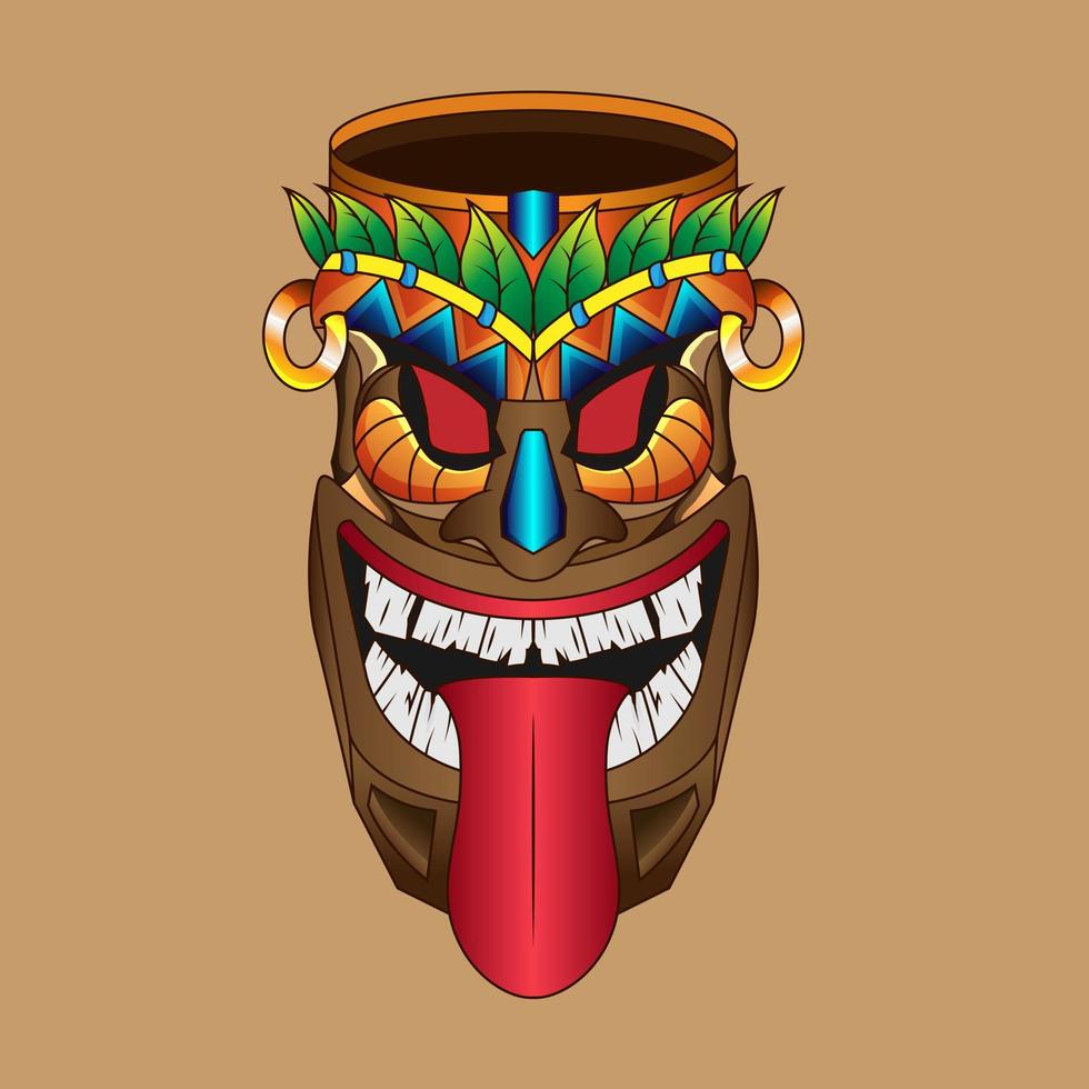 illustration astec tiki mask fantasiegott indianer in afrika statue hawaiianisch für bekleidung t-shirt design und kostüm vektor