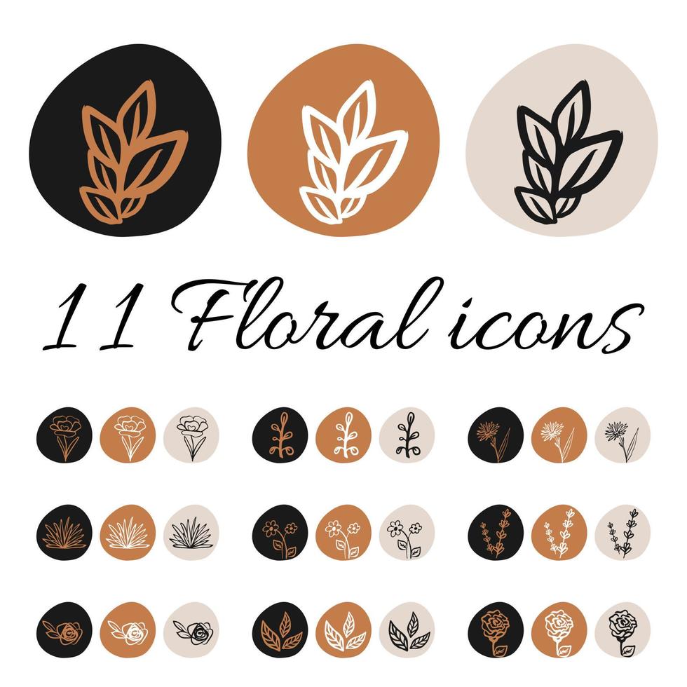 botanisk illustration vektor logo design set samling lyx logotyp ikoner höjdpunkter dekoration blommig örtklotter handritade element företag varumärkesetikett