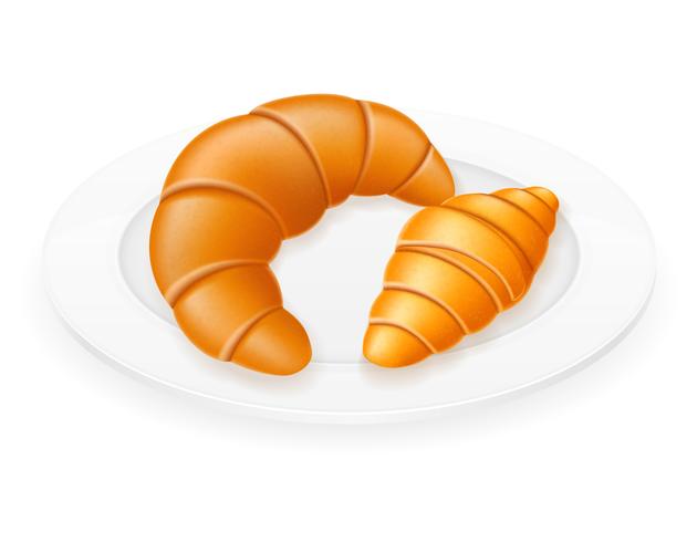croissanter som ligger på en tallrik vektor illustration