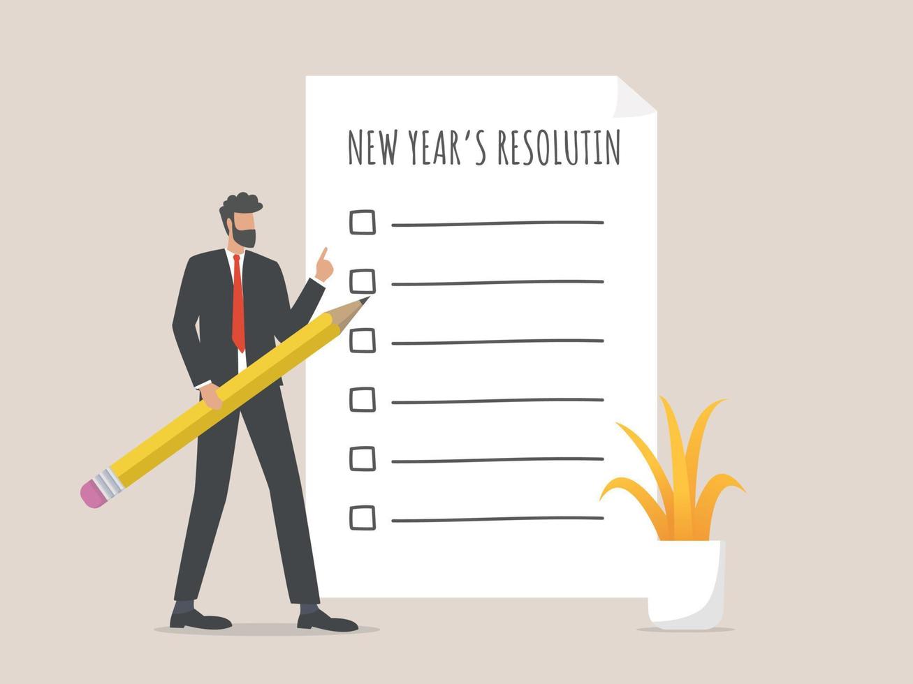 Checkliste für Neujahrsziele. zukünftige Ziele und Pläne. Geschäftsmotivation, Inspirationskonzept. vektor