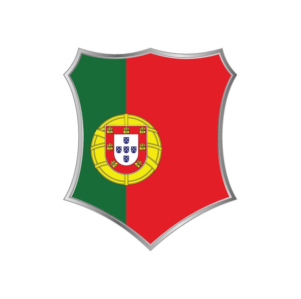 flagge von portugal mit silbernem rahmen vektor