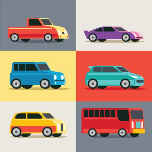 Urban, City Cars och Vehicles Transport Vector Set