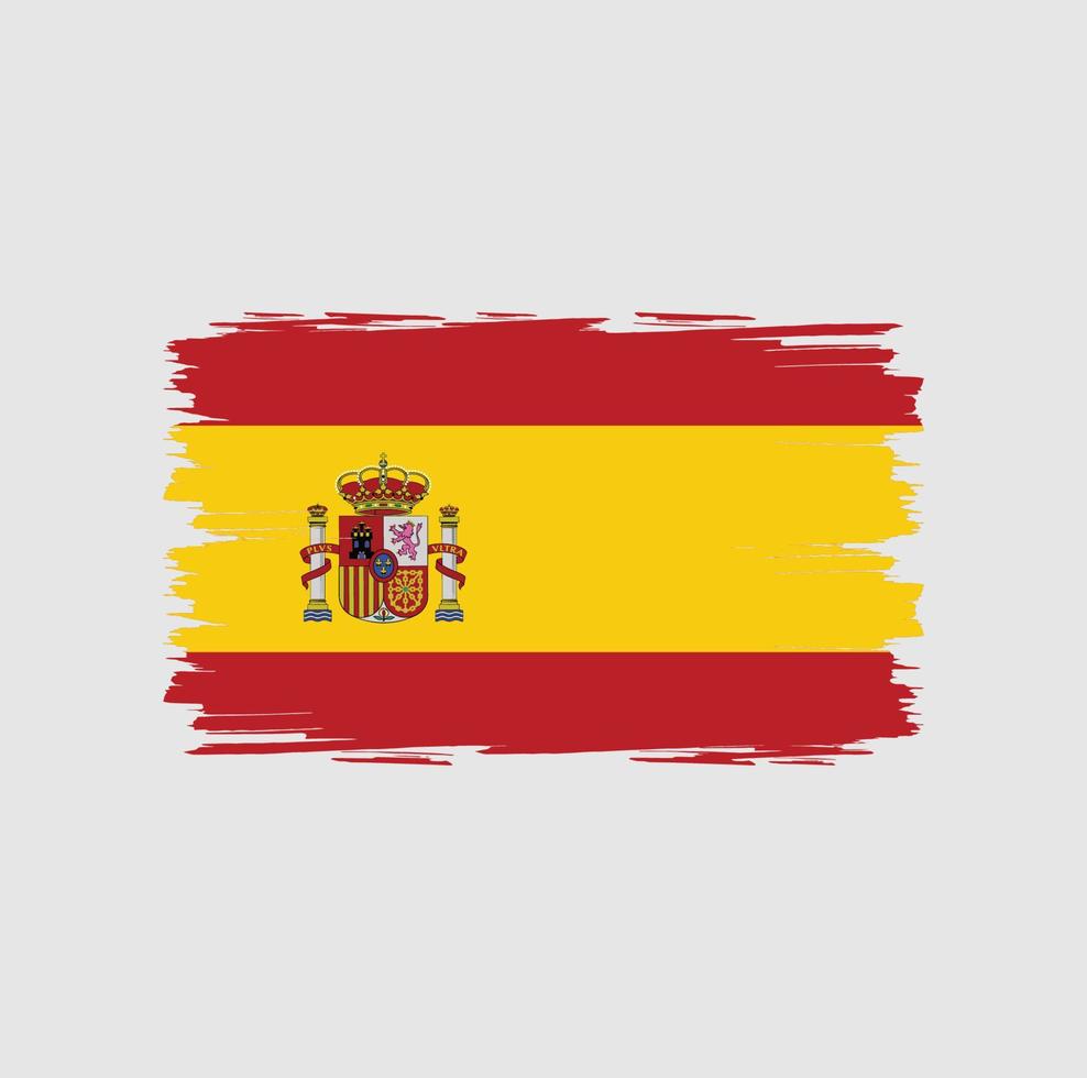 Spaniens flagga med akvarell borste stil vektor
