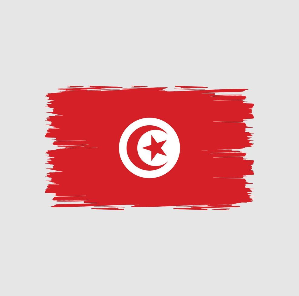 Flagge von Tunesien mit Pinselstil vektor