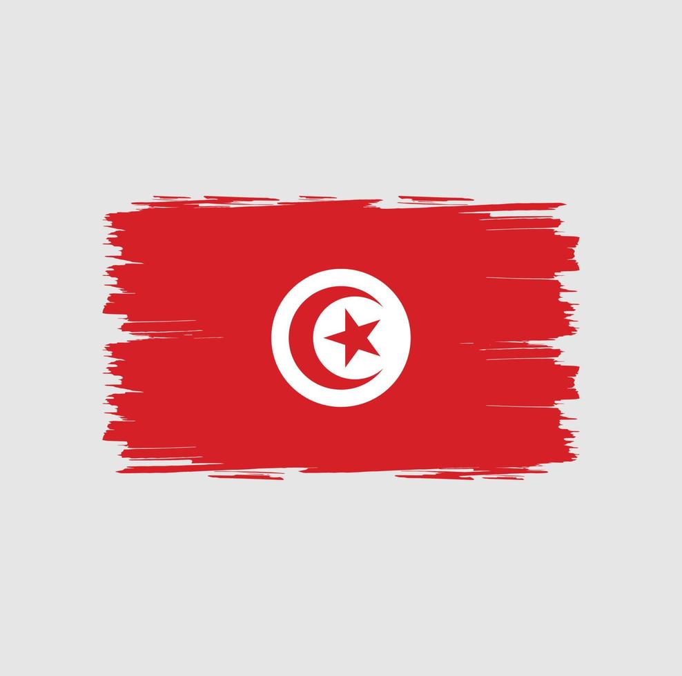 Tunisiens flagga med borste stil vektor