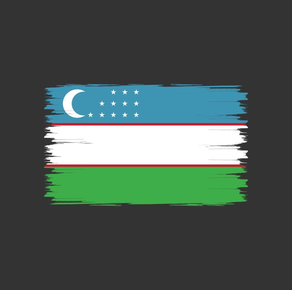 flagga för uzbekistan med borste stil vektor