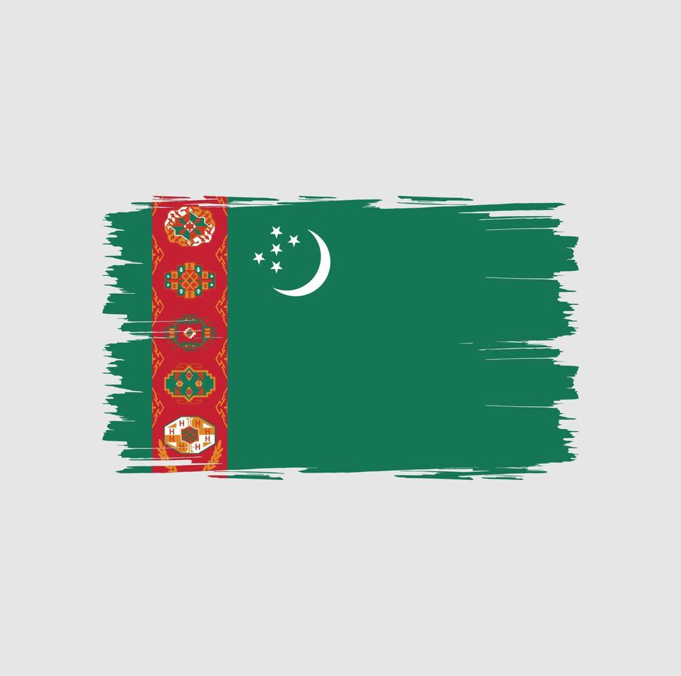 flagge turkmenistans mit aquarellpinselstil vektor