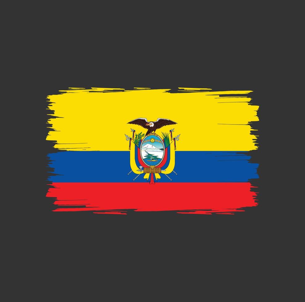 flagge von ecuador mit aquarellpinselstil vektor