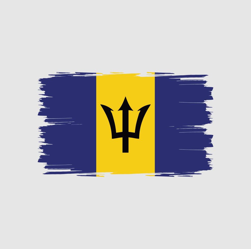 flagge von barbados mit aquarellpinselstil vektor