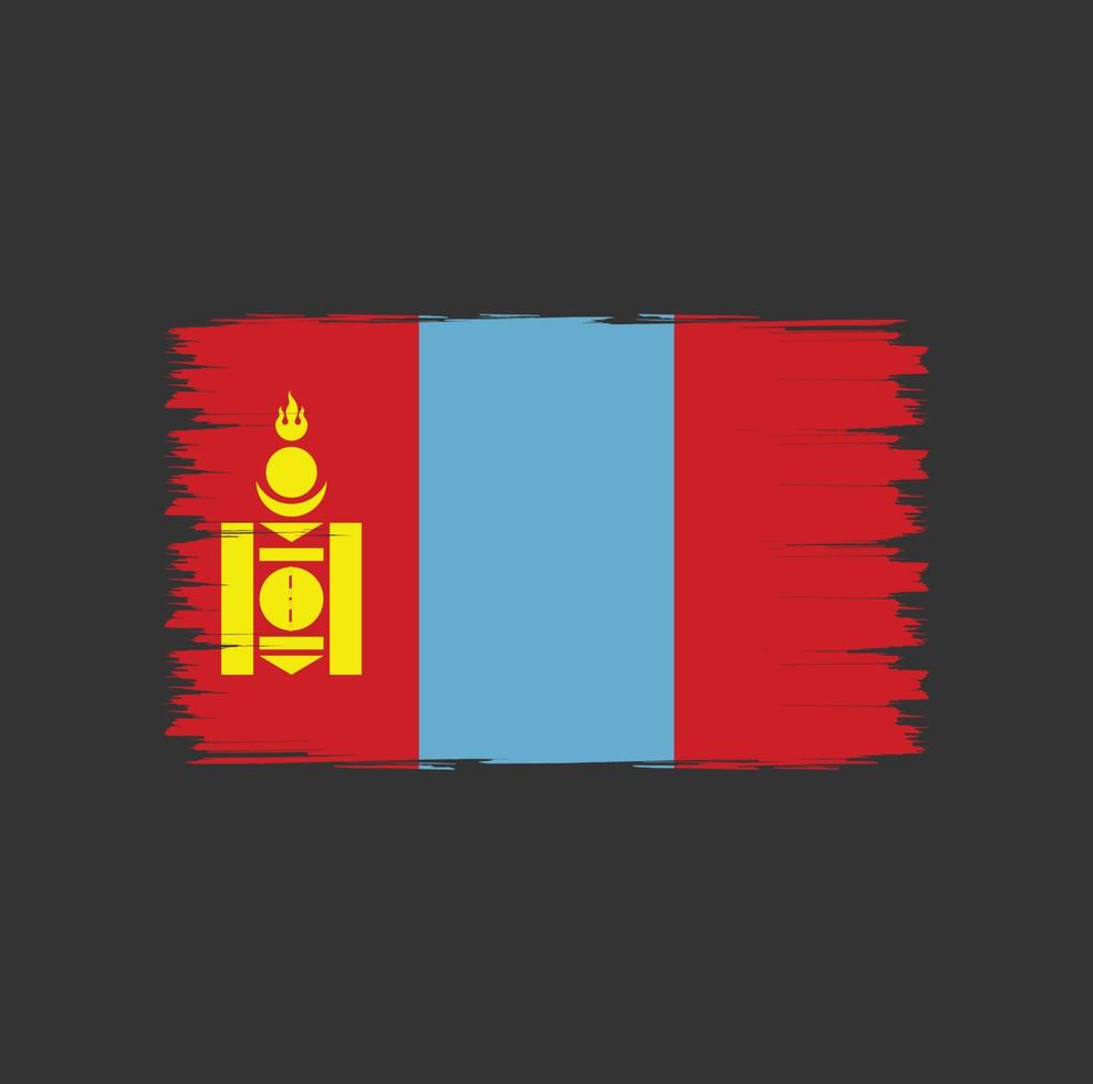 mongoliets flagga med borste stil vektor