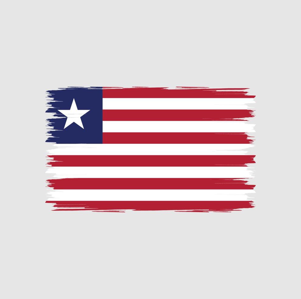 liberias flagga med borste stil vektor