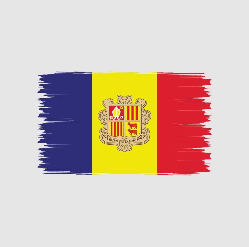 Andorras flagga med akvarell borste stil vektor