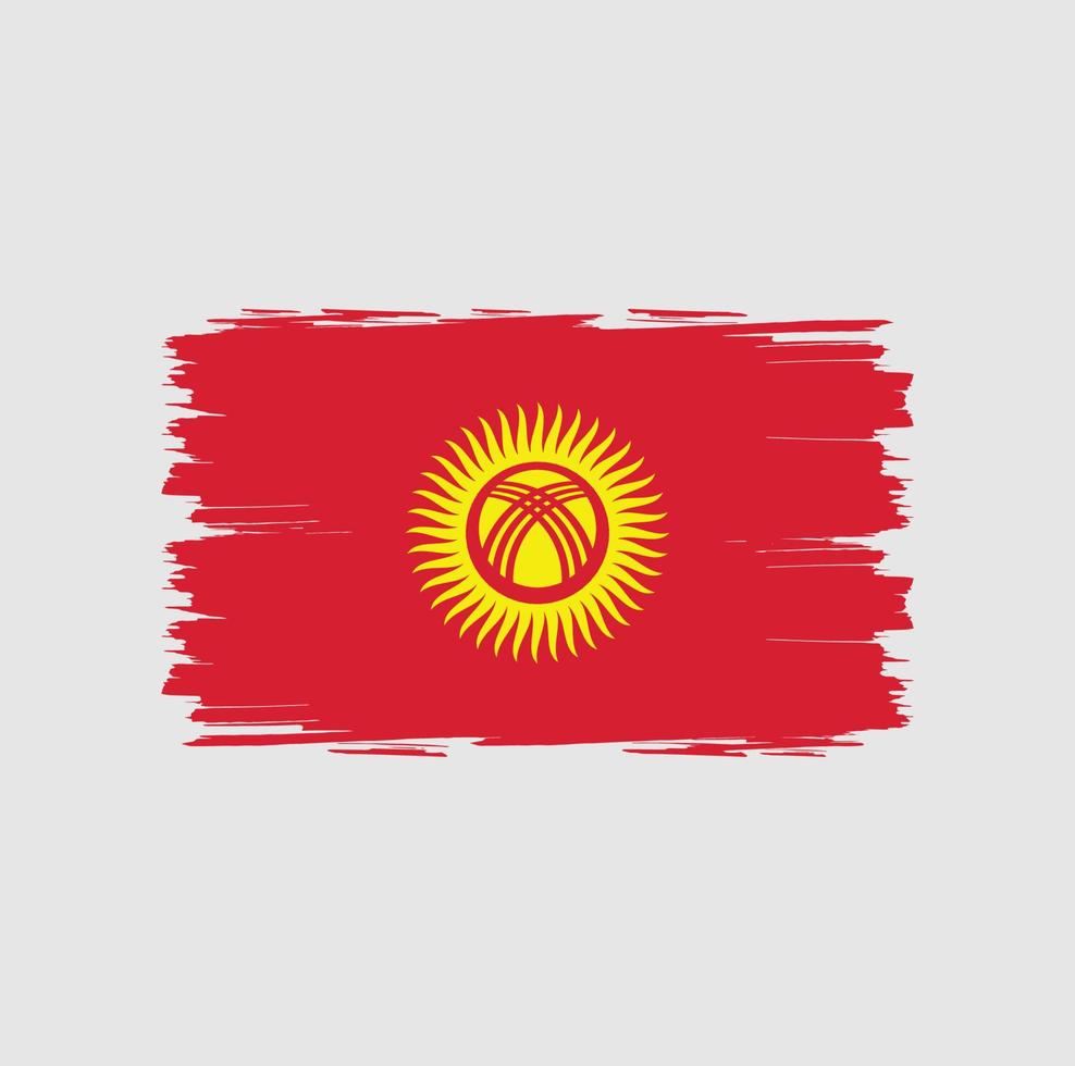 Kirgizistans flagga med akvarell pensel stil vektor