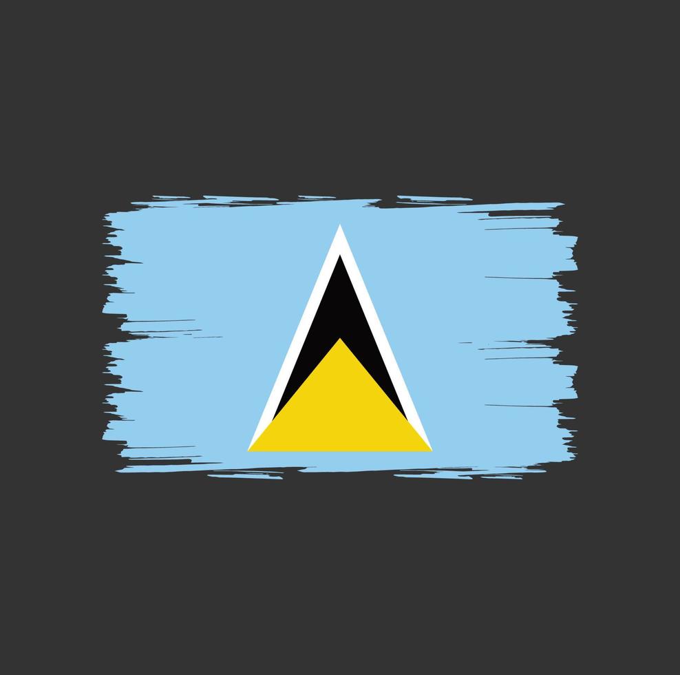 Flagge von St. Lucia mit Pinselstil vektor