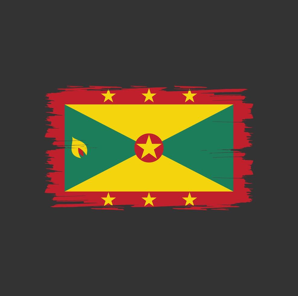 grenada flagga med akvarell borste stil vektor