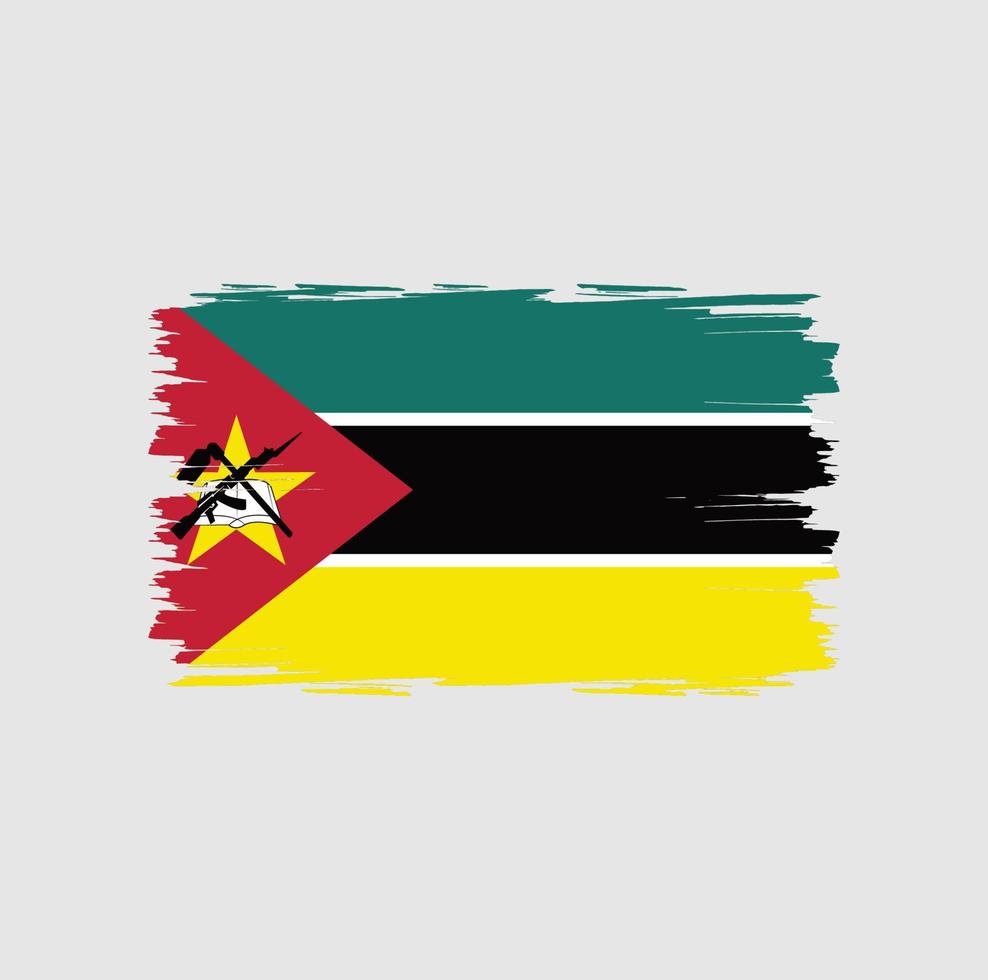 Flagge von Mosambik mit Pinselstil vektor