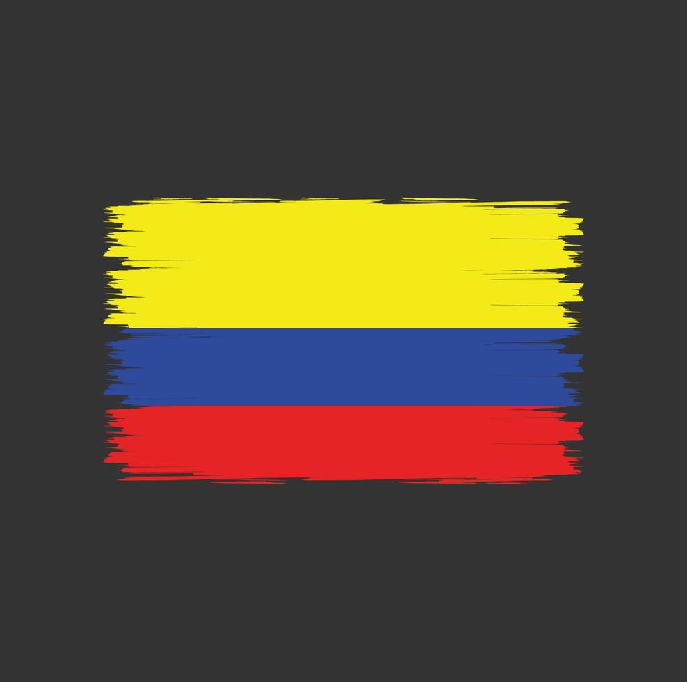 Flagge von Kolumbien mit Aquarellpinsel-Stilvektor vektor