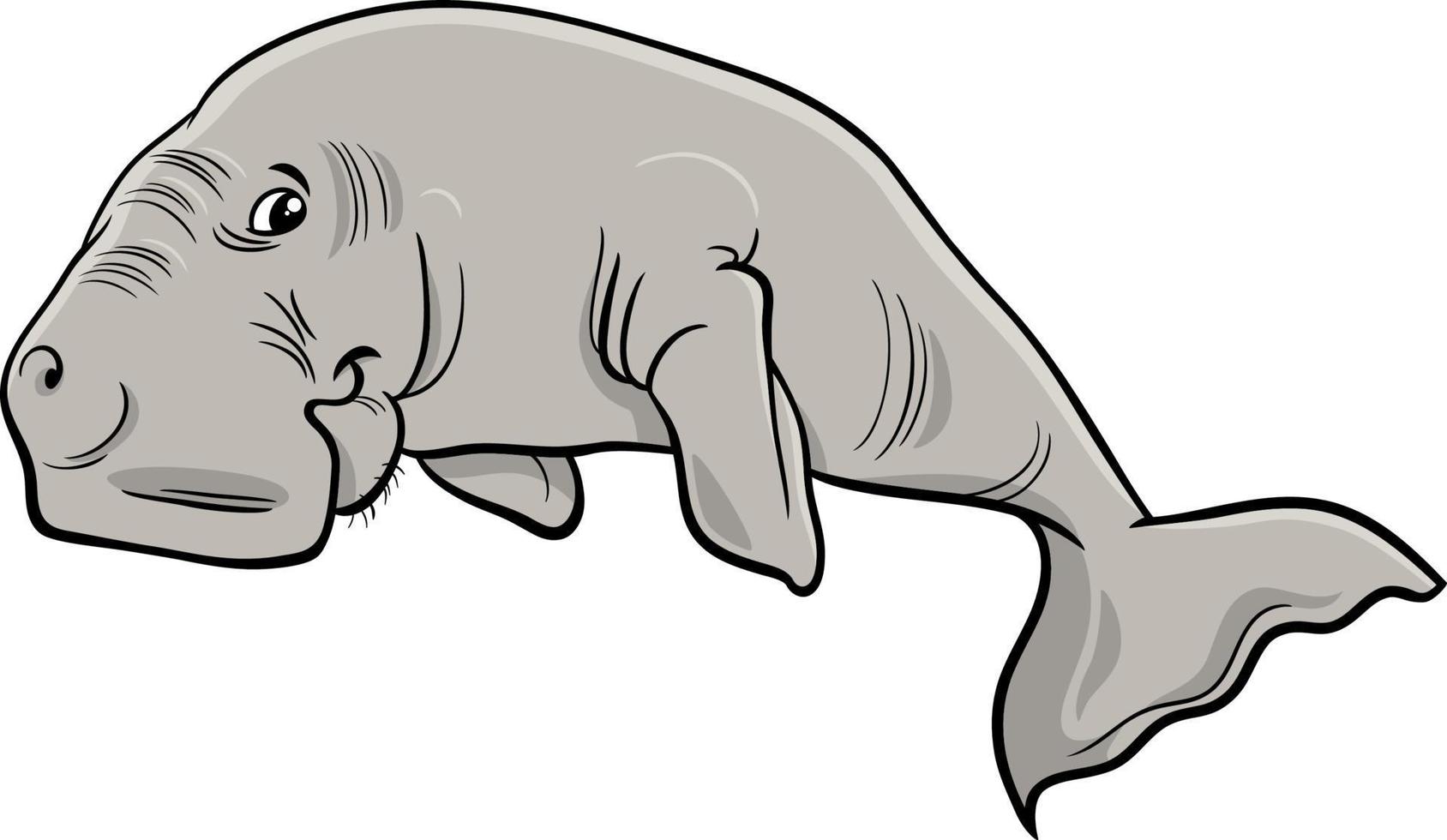 karikatur dugong meeressäugetier tiercharakter vektor