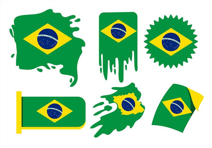 Brasil Flagga Clipart Set vektor