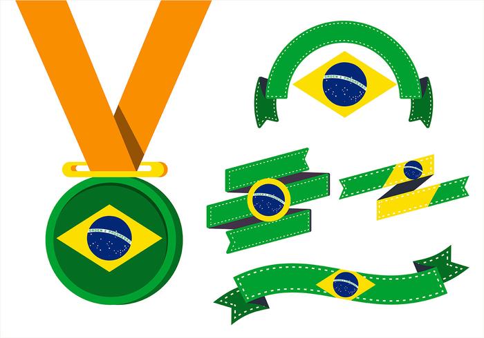 Brasil Flagga Clipart Set vektor