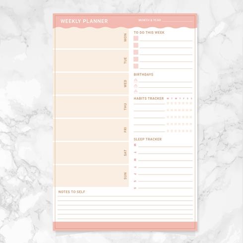 Vector Weekly Planner Mall