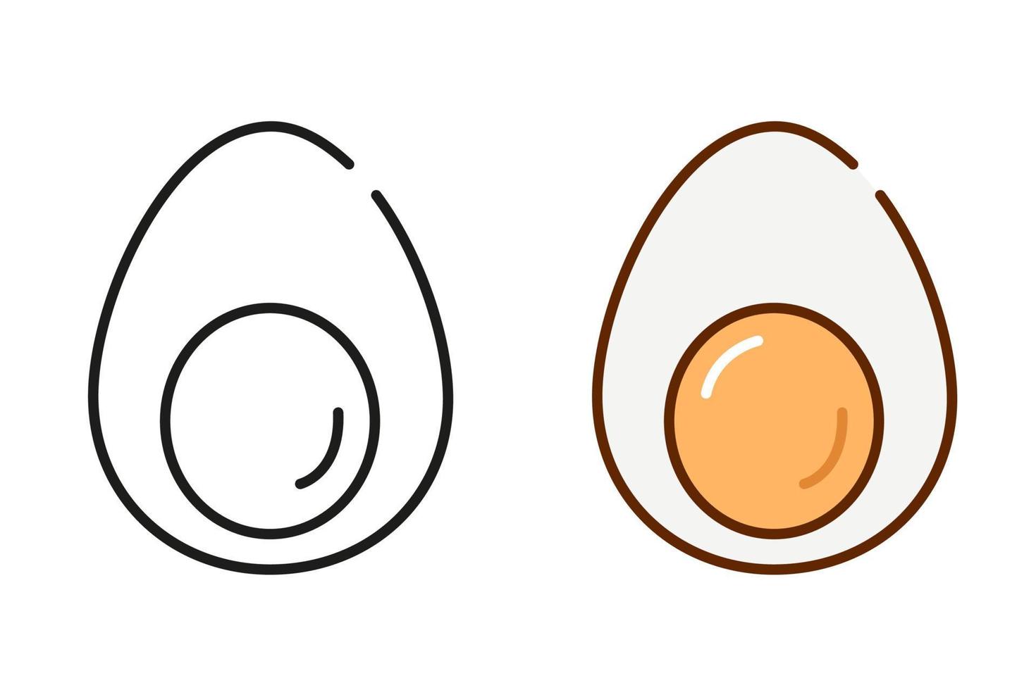 kokt ägg linje ikonen isolerad på vit bakgrund. svart linjär och färgglada ägg ikoner set. vektor illustration