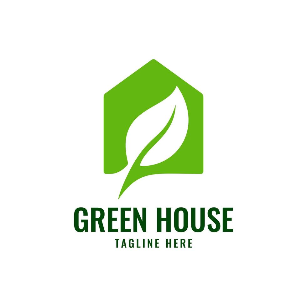 grönt hus eller bondgård logotyp koncept med naturliga löv ikon illustration vektor