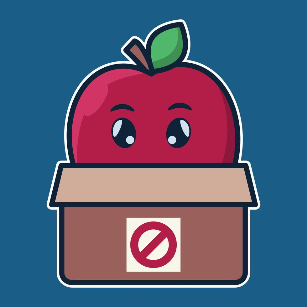 vektor illustration av söt karaktär äpple frukt