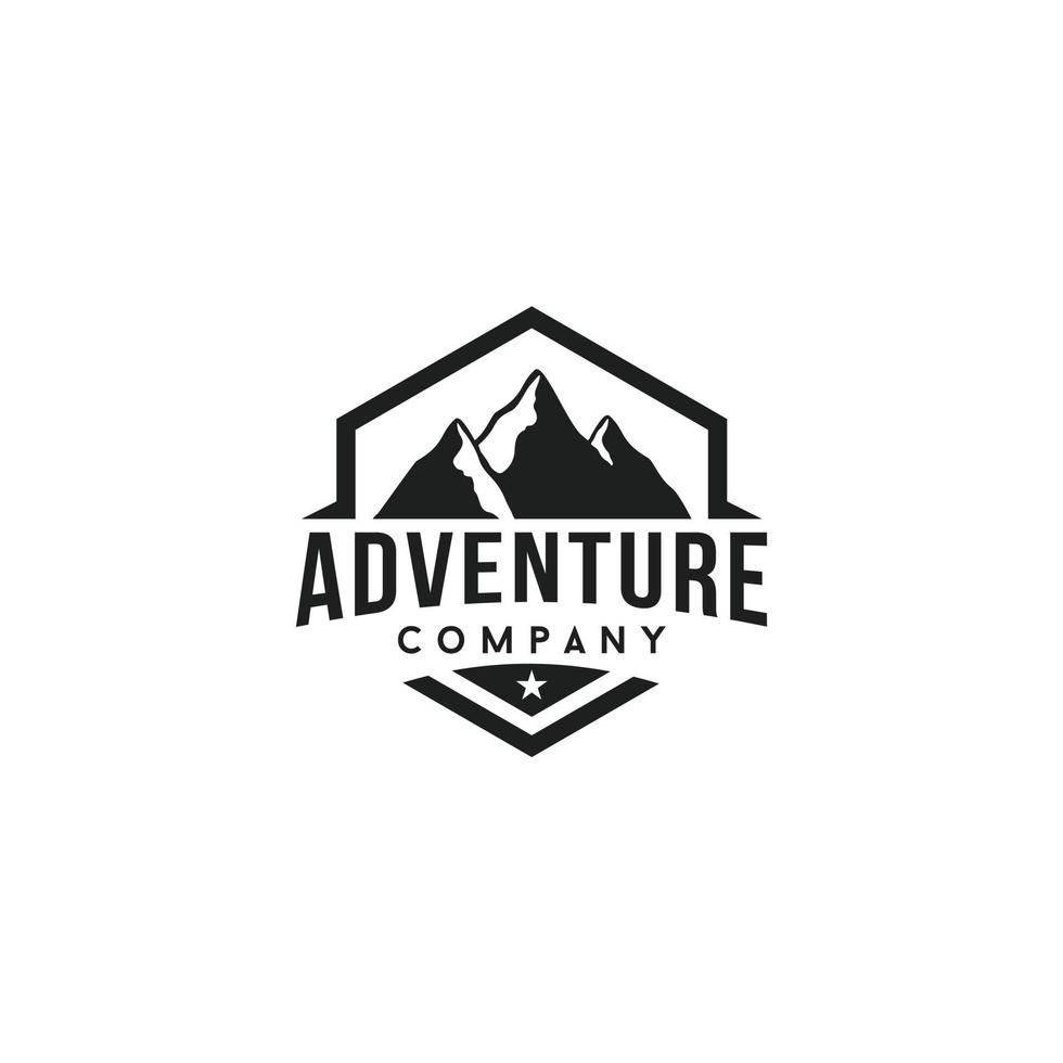 bergstopp äventyr logotyp design inspiration vektor
