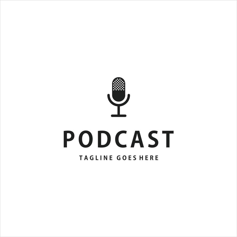 Podcast minimalistischer schwarzer Logo-Design-Ikonenvektor vektor