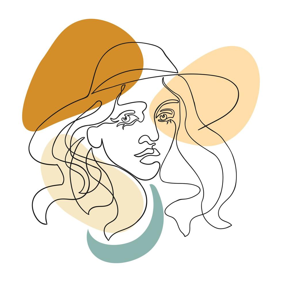kontur illustration av kvinna i hatt vektor