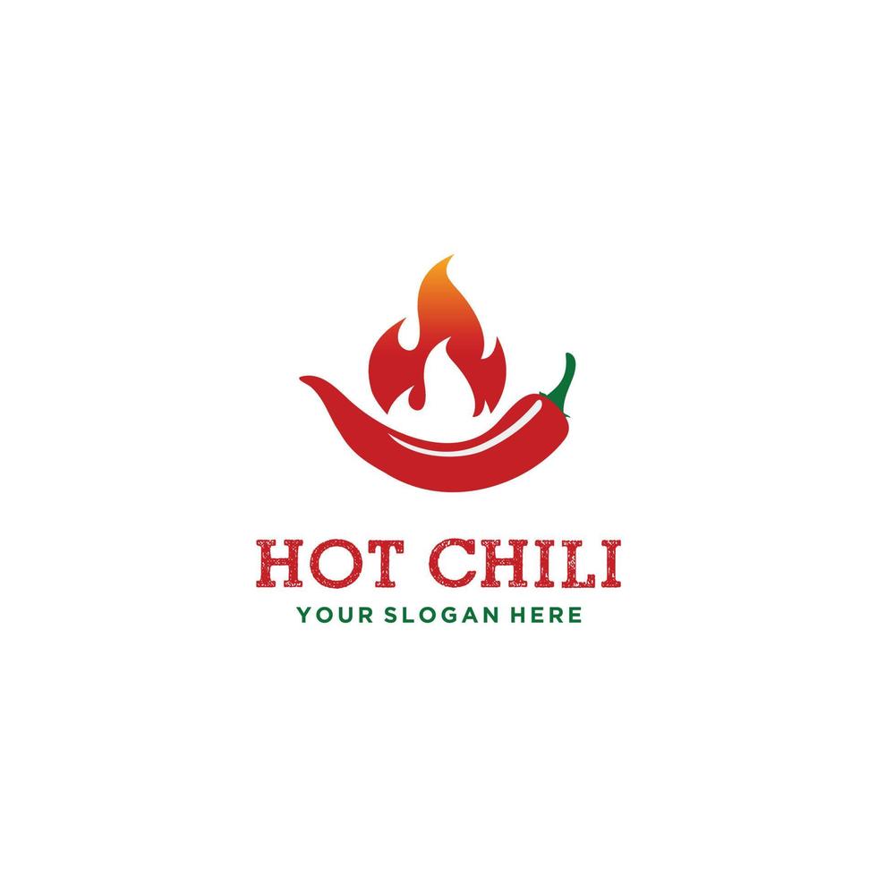 hot and flame chilipeppar logotyp design inspiration vektor