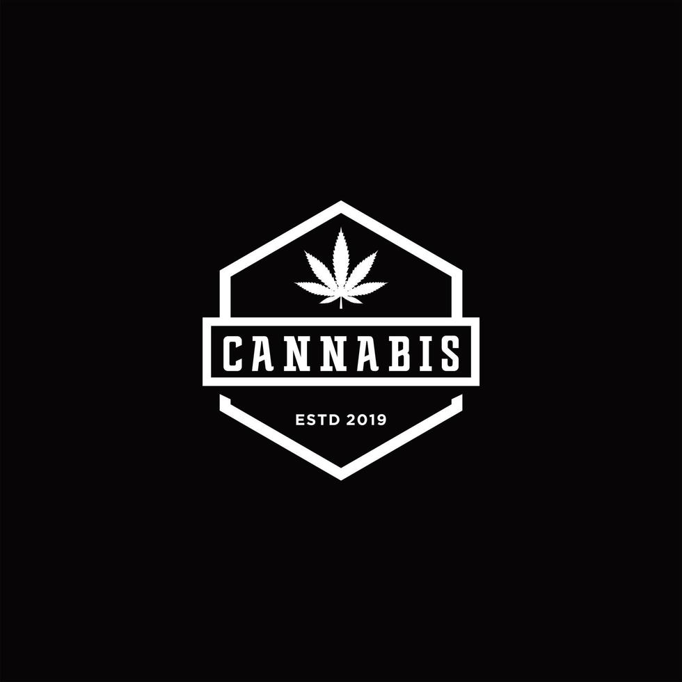 Inspiration für das minimalistische Vintage-Logo-Design von Cannabis vektor