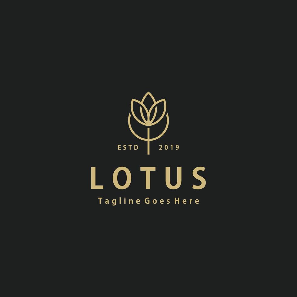 Natur Blume Lotus Linie Kunst Logo-Design. yoga-zentrum, spa, schönheitssalon luxus-gold-logo-design vektor