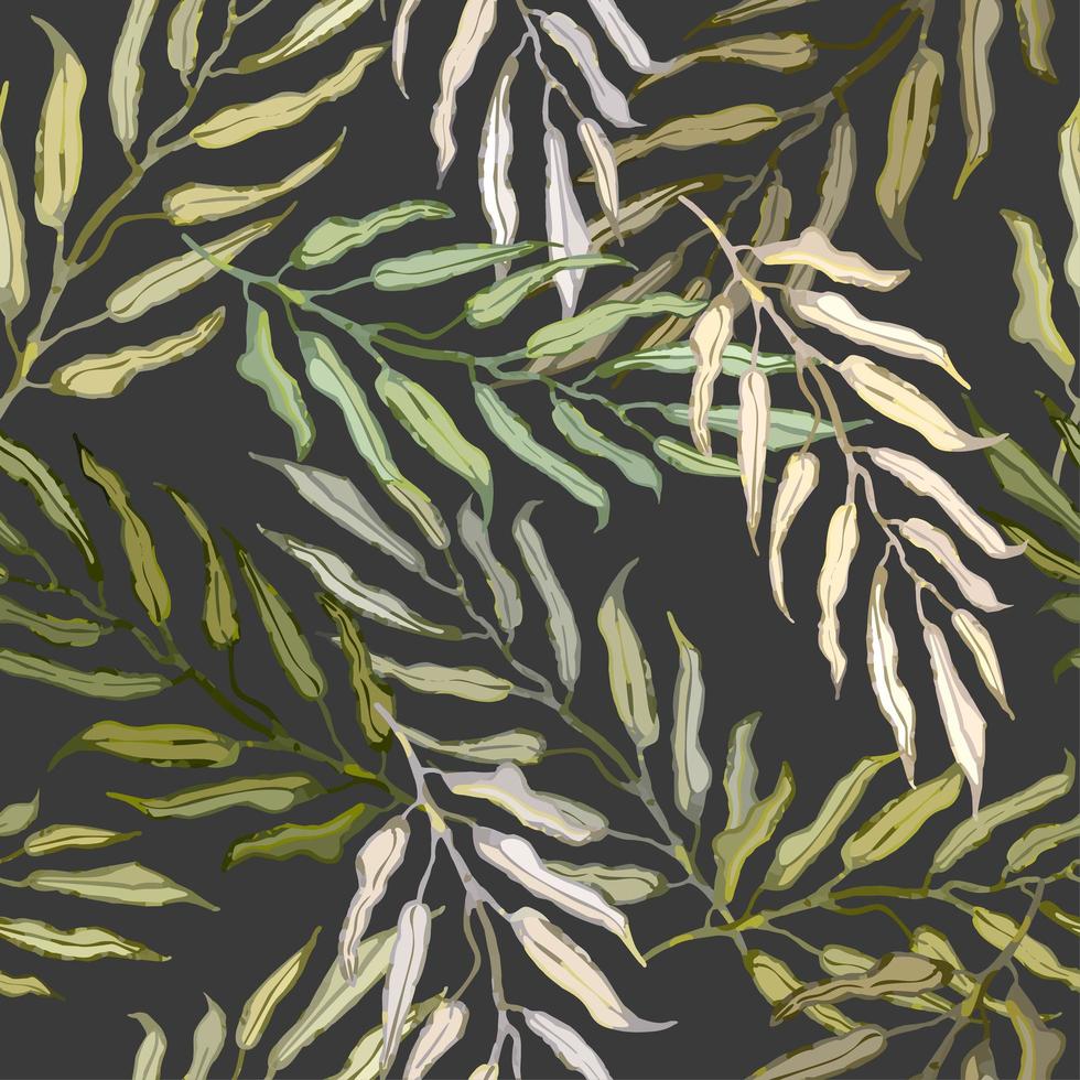 sömlös bakgrund med färgglad illustration av tropiska palmblad vektor