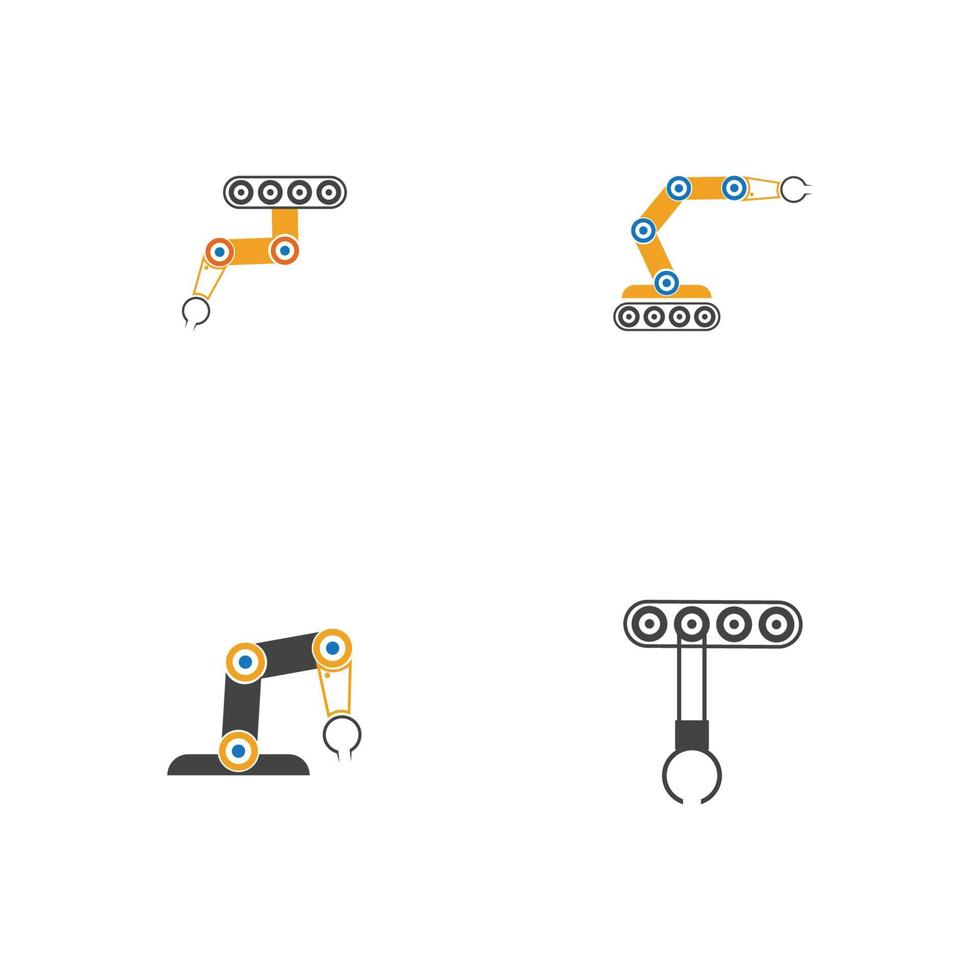 industriell mekanisk robot arm vektor ikoner illustration design