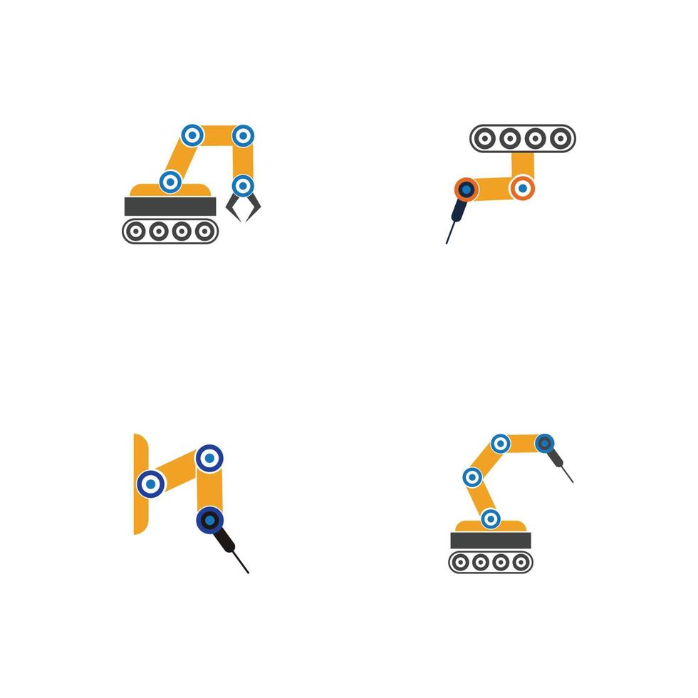 industrielles mechanisches Roboterarm-Vektorikonen-Illustrationsdesign vektor