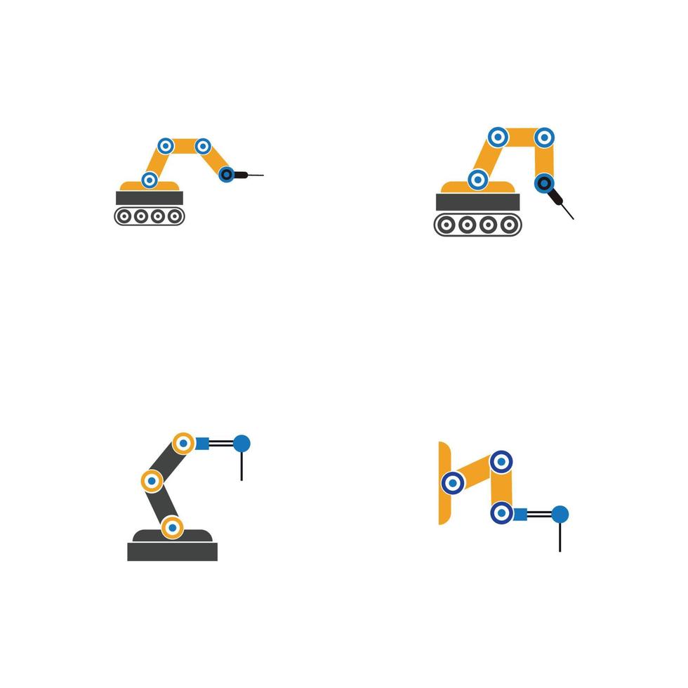 industrielles mechanisches Roboterarm-Vektorikonen-Illustrationsdesign vektor