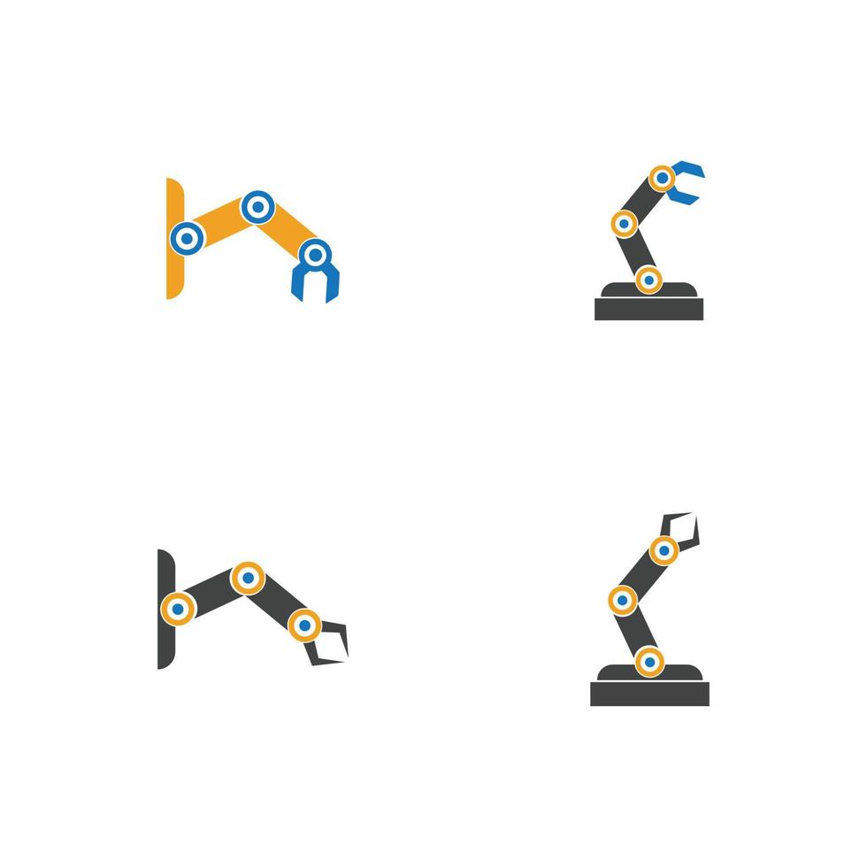 industriell mekanisk robot arm vektor ikoner illustration design