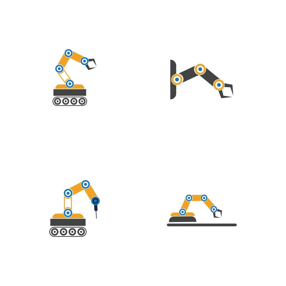 industrielles mechanisches Roboterarm-Vektorikonen-Illustrationsdesign vektor