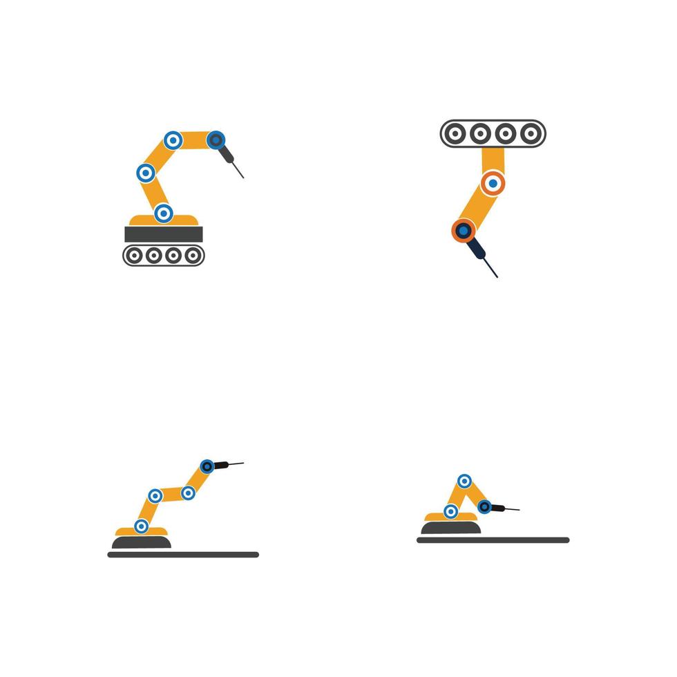 industrielles mechanisches Roboterarm-Vektorikonen-Illustrationsdesign vektor