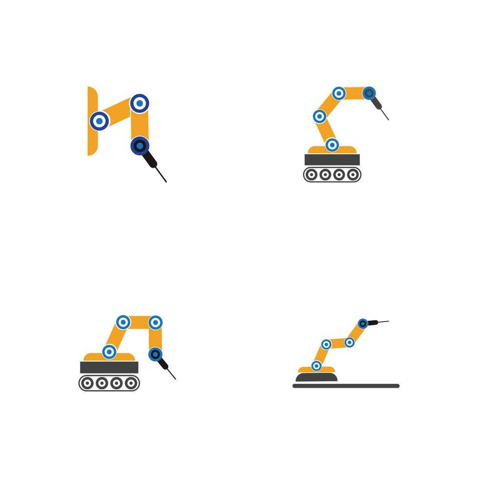 industrielles mechanisches Roboterarm-Vektorikonen-Illustrationsdesign vektor