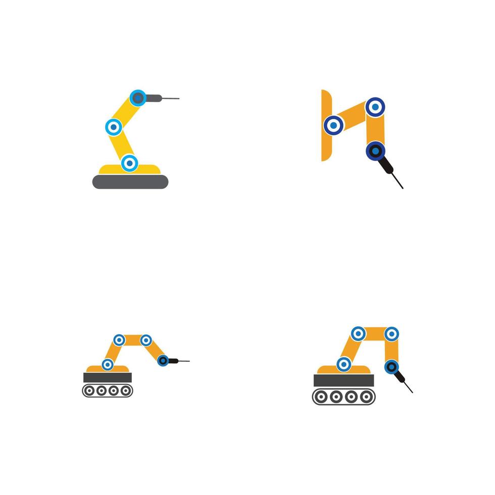 industrielles mechanisches Roboterarm-Vektorikonen-Illustrationsdesign vektor