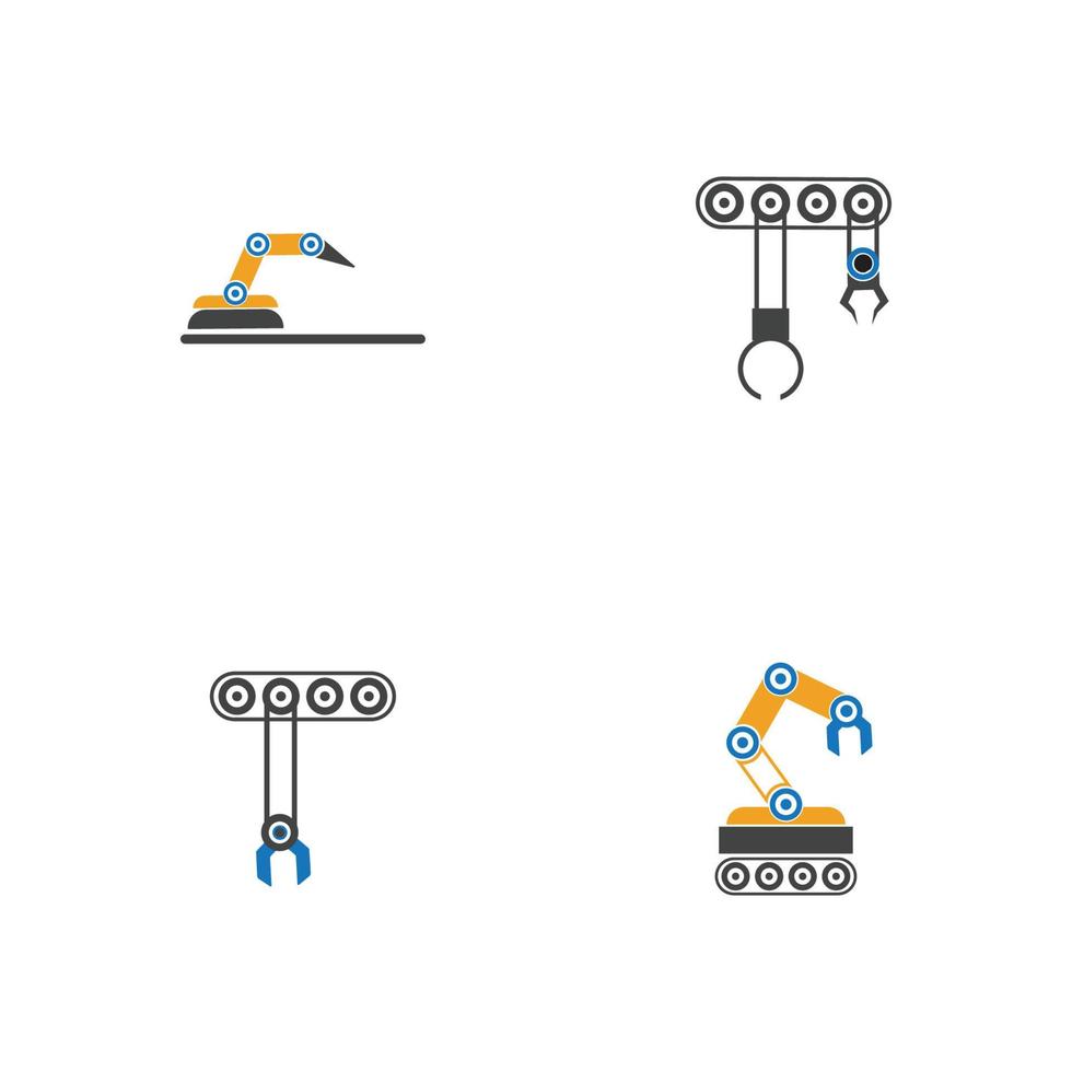 industriell mekanisk robot arm vektor ikoner illustration design